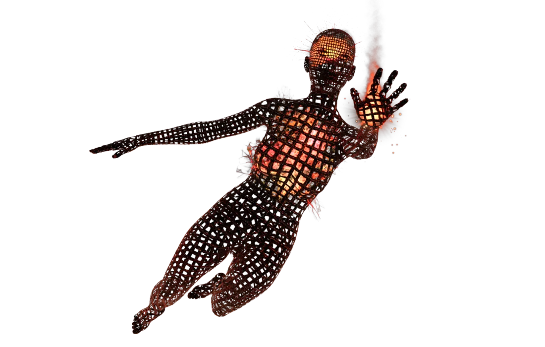 3D модель девушки с огнем